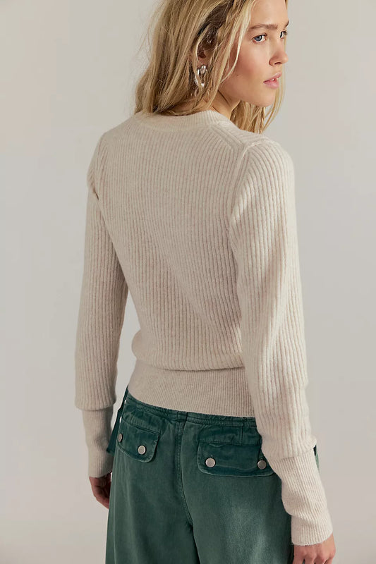 Free People Ever After Pullover in Almond Milk Heather