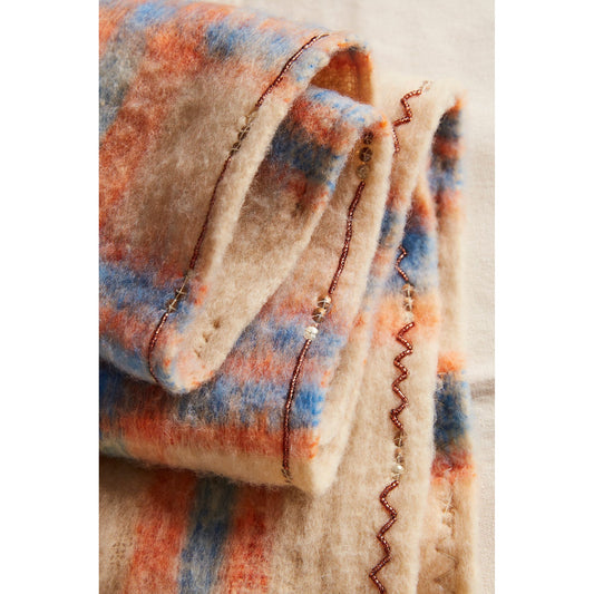 Free People Highland Plaid Skinny Scarf in Ivory Combo