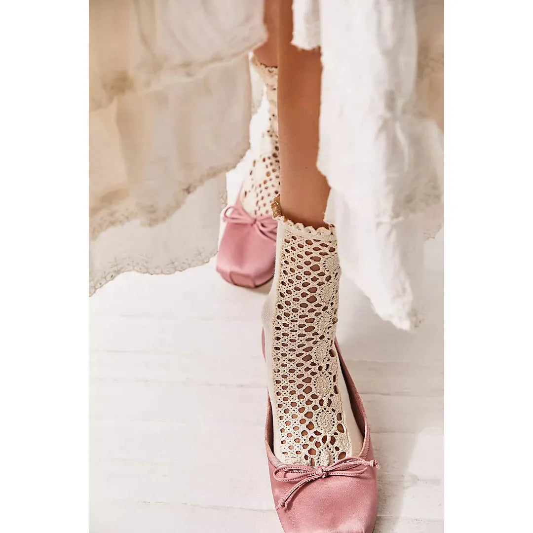 Free People Rubies Crochet Socks in Ivory