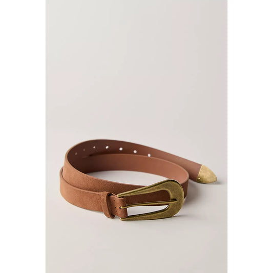 Free People Cannon Suede Belt in Cognac
