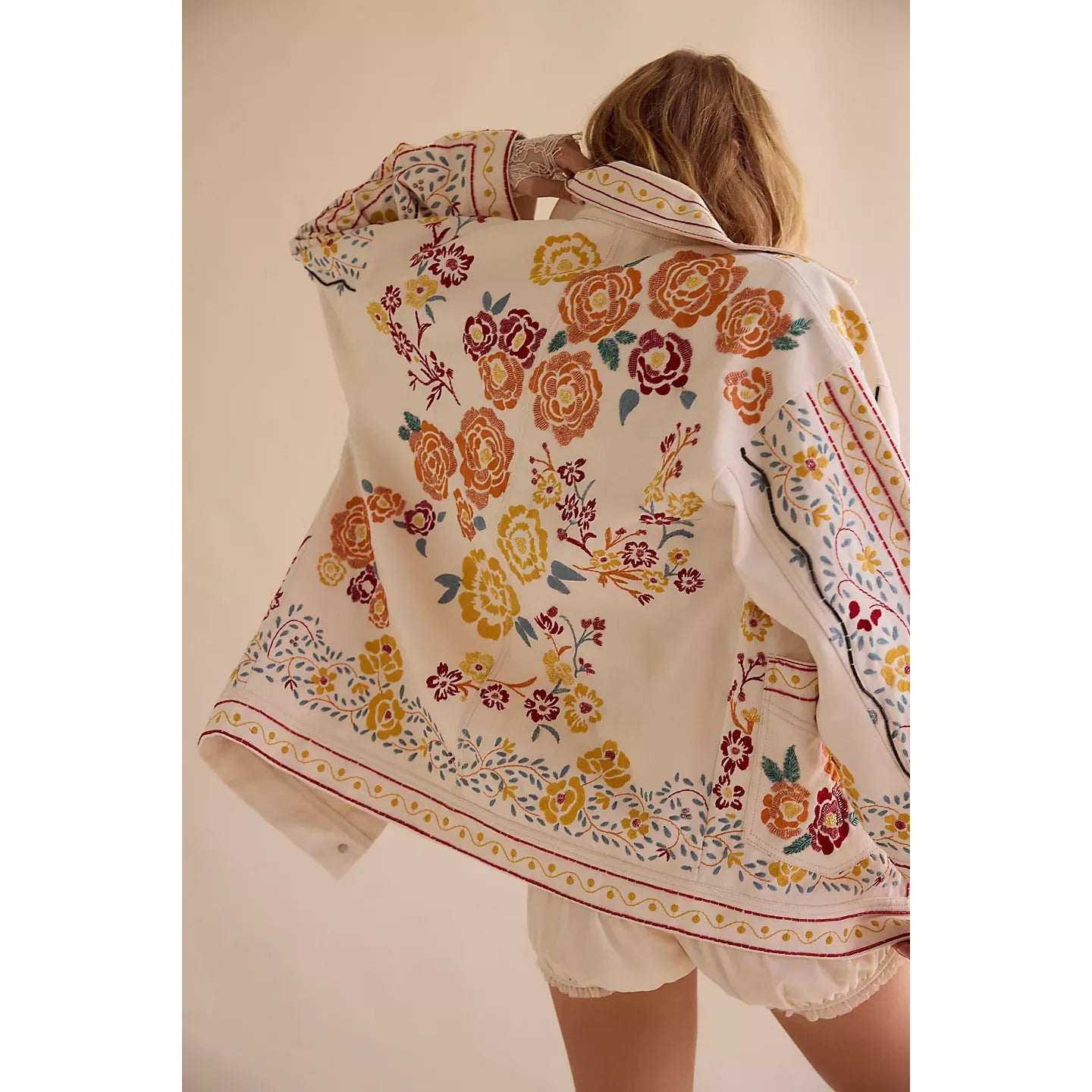 Free People We The Free Avery Embellished Jacket in Pearl Ivory