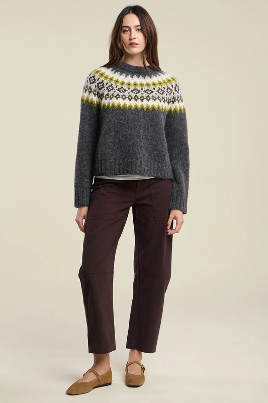 Velvet by Graham and Spencer Edith Alpaca Fair Isle Crew Neck Sweater