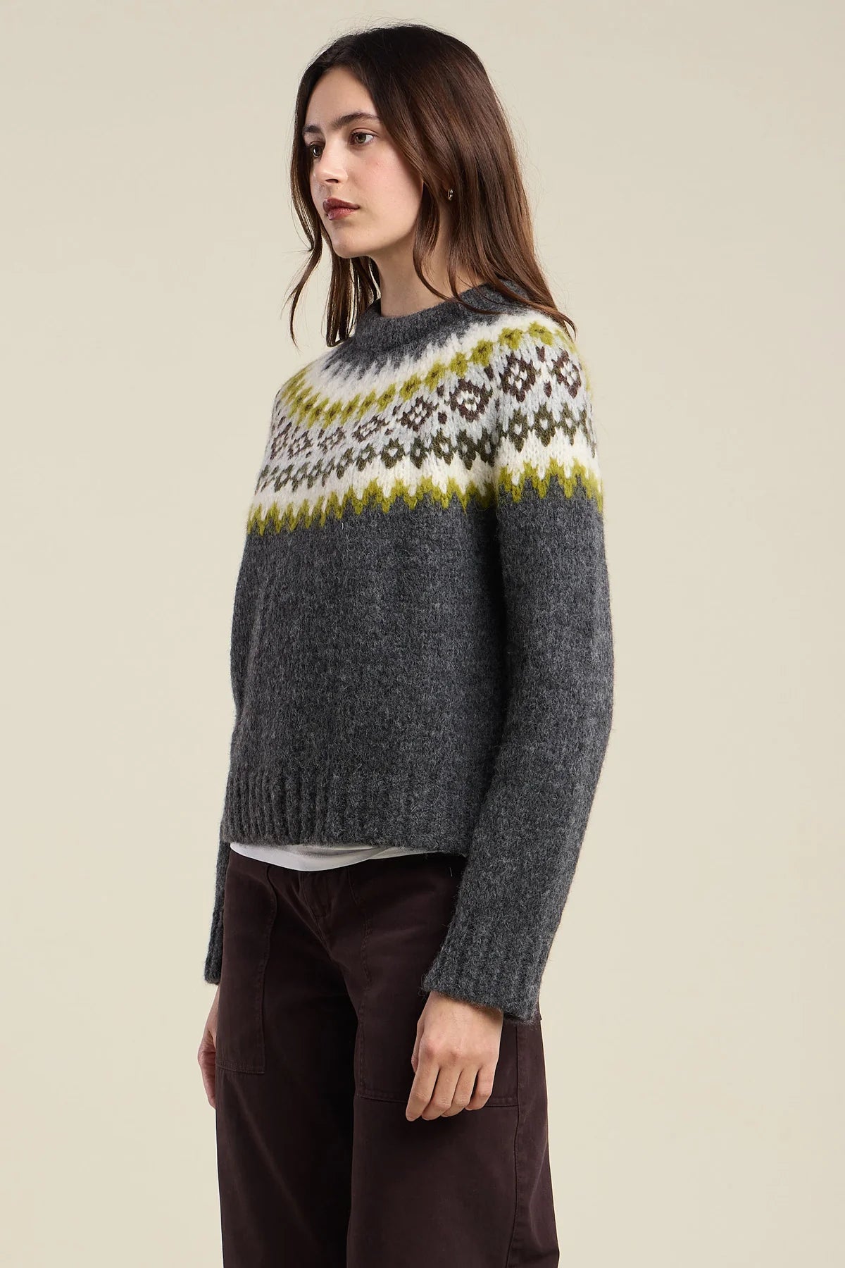 Velvet by Graham and Spencer Edith Alpaca Fair Isle Crew Neck Sweater