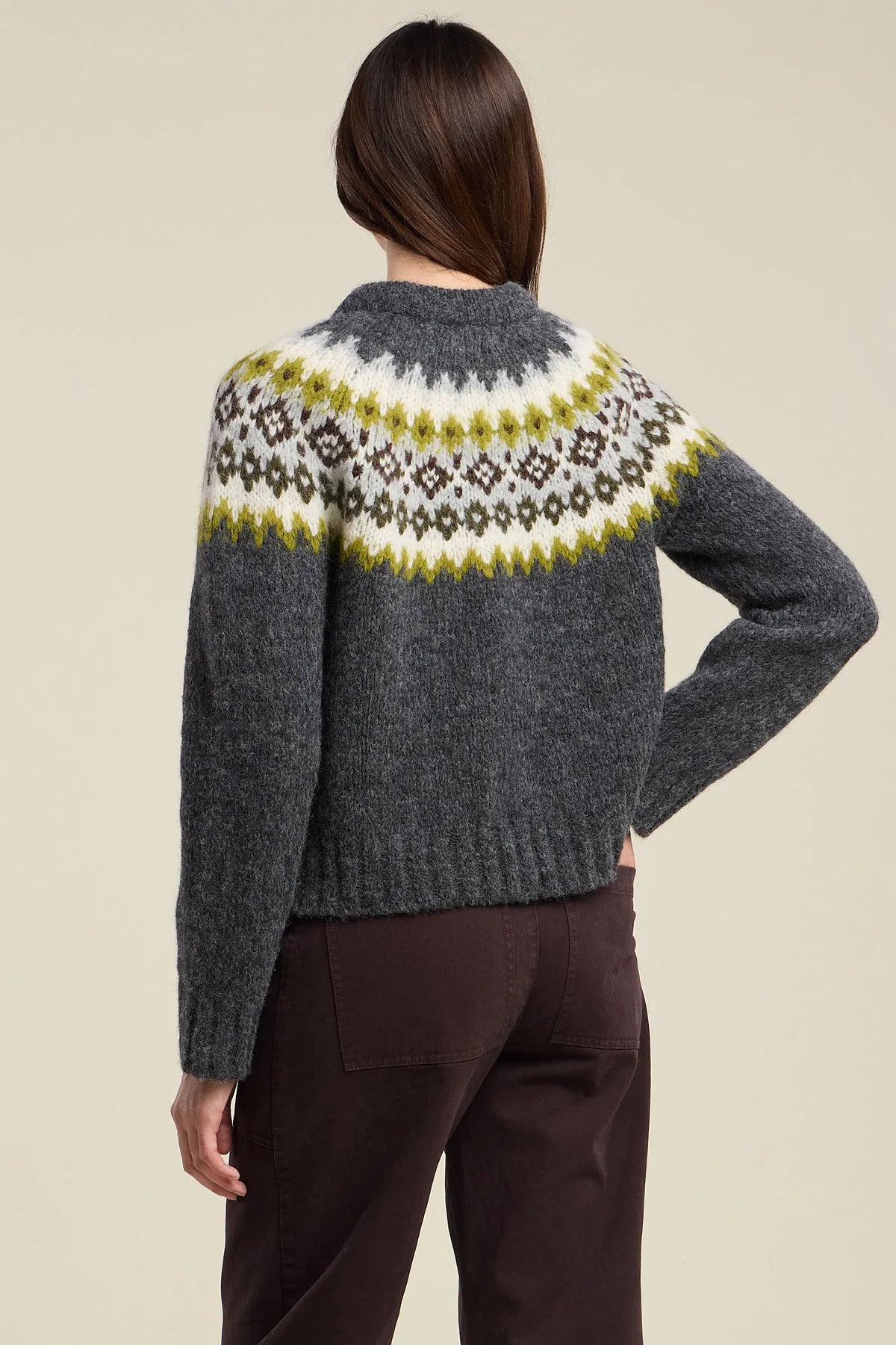 Velvet by Graham and Spencer Edith Alpaca Fair Isle Crew Neck Sweater