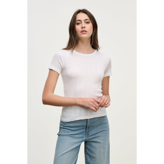 Velvet by Graham & Spencer Enati Pointelle Tee in White
