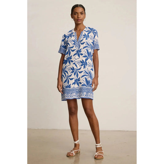 Velvet by Graham & Spencer Vanessa Fiji Printed Viscose Dress in Cobalt