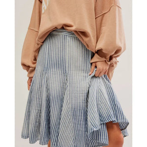 Free People Candace Midi Skirt in Blue Summer Stripe