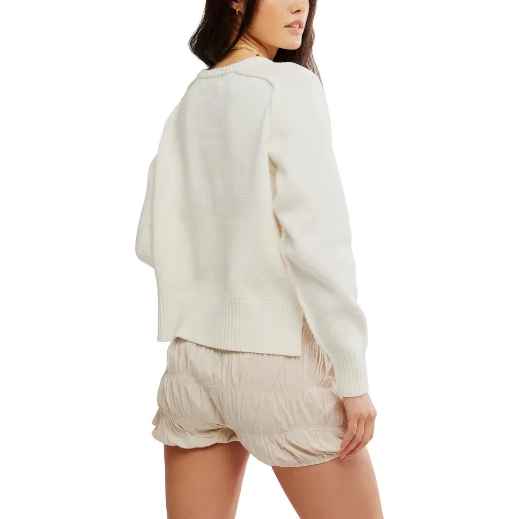 Free People Spring Street Pullover in Optic White