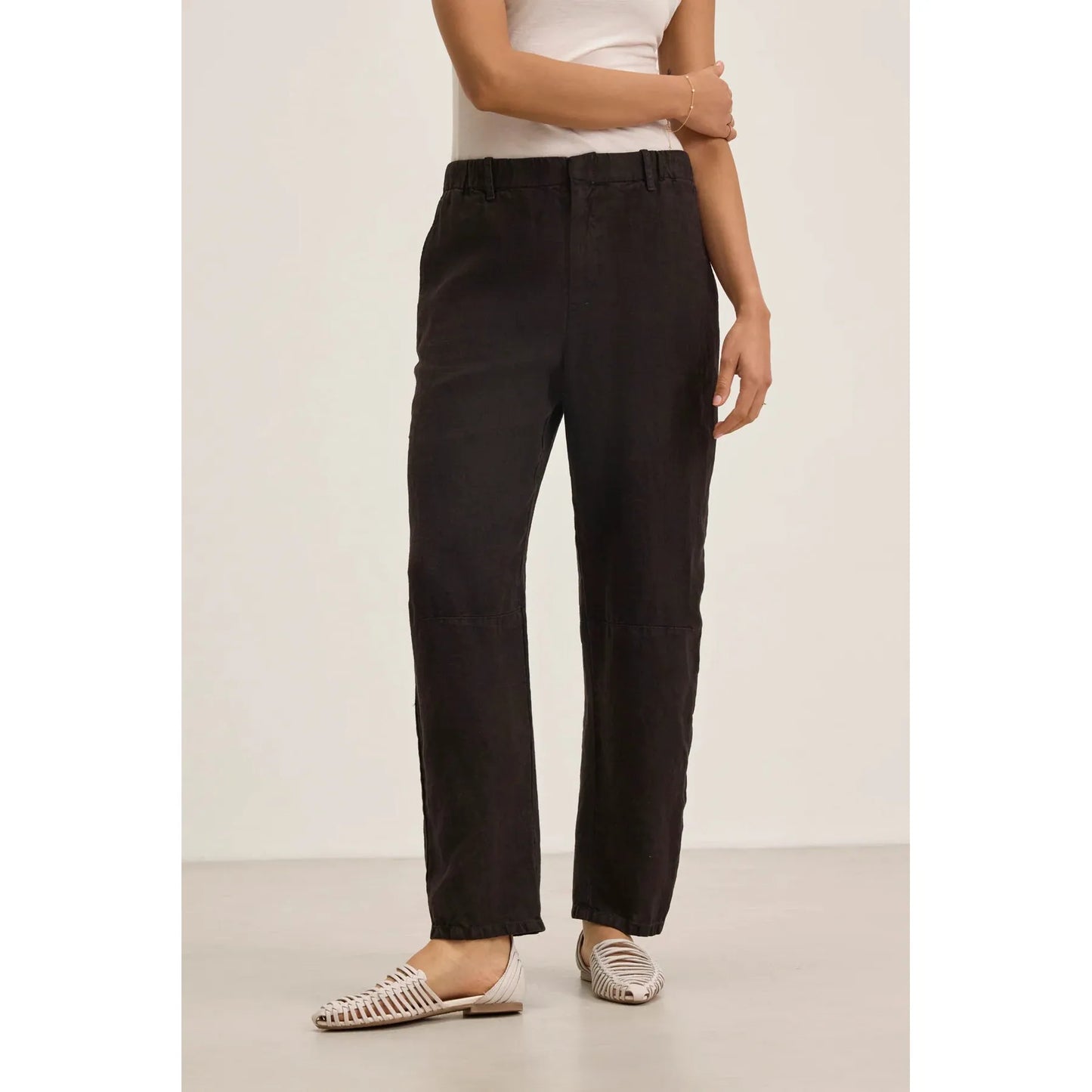 Velvet by Graham & Spencer Taylor Heavy Linen Pant in Black