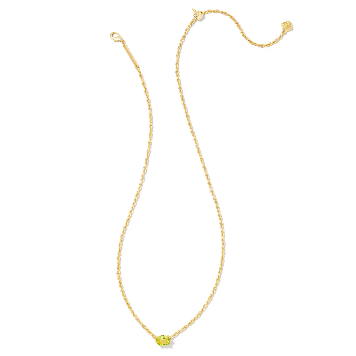 Kendra Scott Cailin Gold Pendant Necklace Light Green Crystal