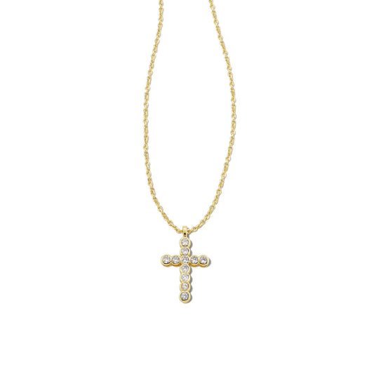 Kendra Scott Cross Crystal Pendant Necklace in White CZ