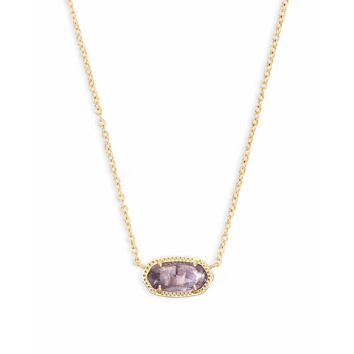 Kendra Scott Elisa Enamel Frame Gold Paperclip Necklace in Amethyst