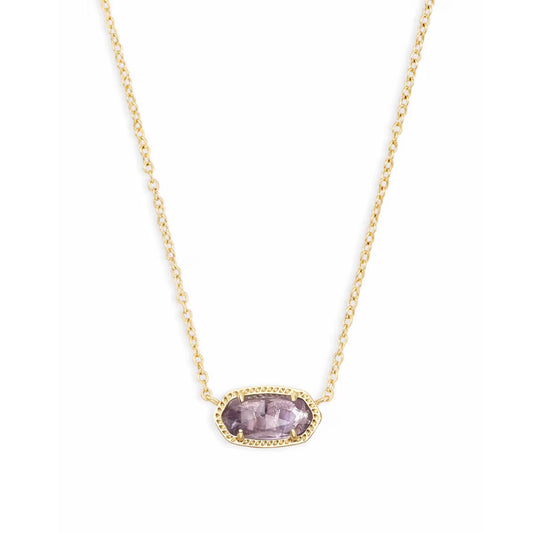 Kendra Scott Elisa Enamel Frame Gold Paperclip Necklace in Amethyst