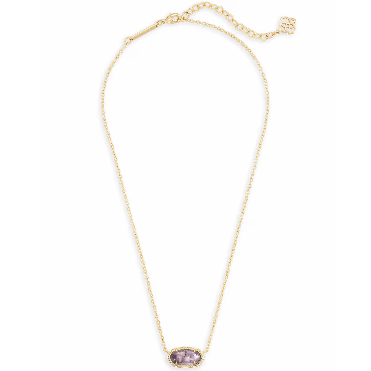 Kendra Scott Elisa Enamel Frame Gold Paperclip Necklace in Amethyst