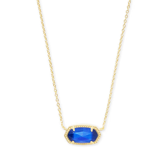 Kendra Scott Elisa Enamel Frame Gold Paperclip Necklace Cobalt Infusion