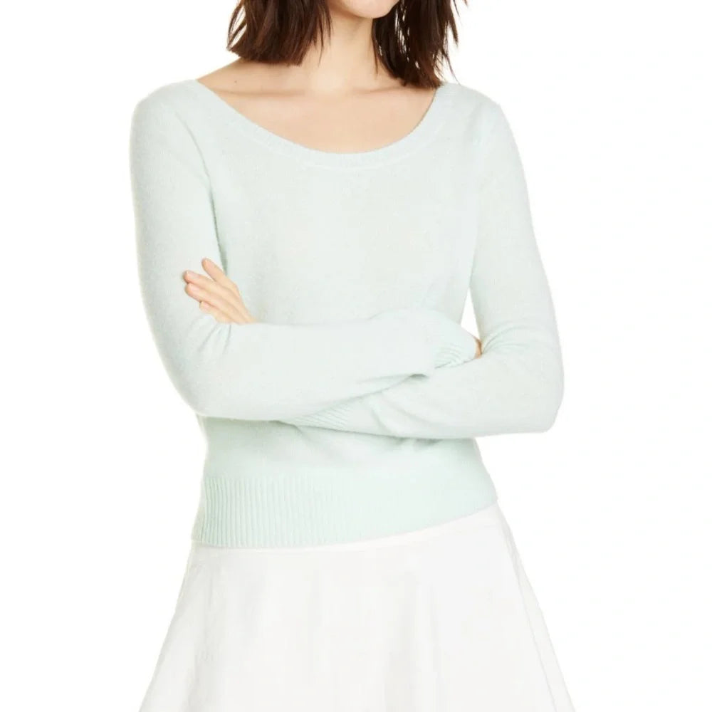 Vince Ballet Neck Cashmere Sweater in Sea Foam