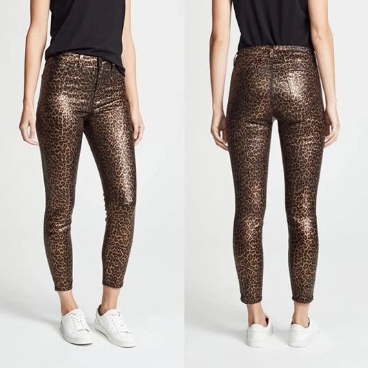 L'agence Margot High Rise Foil Cheetah Print Skinny Jeans