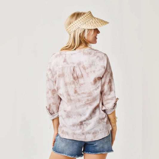 Carve Designs Dylan Gauze Shirt in Fawn Tie Dye