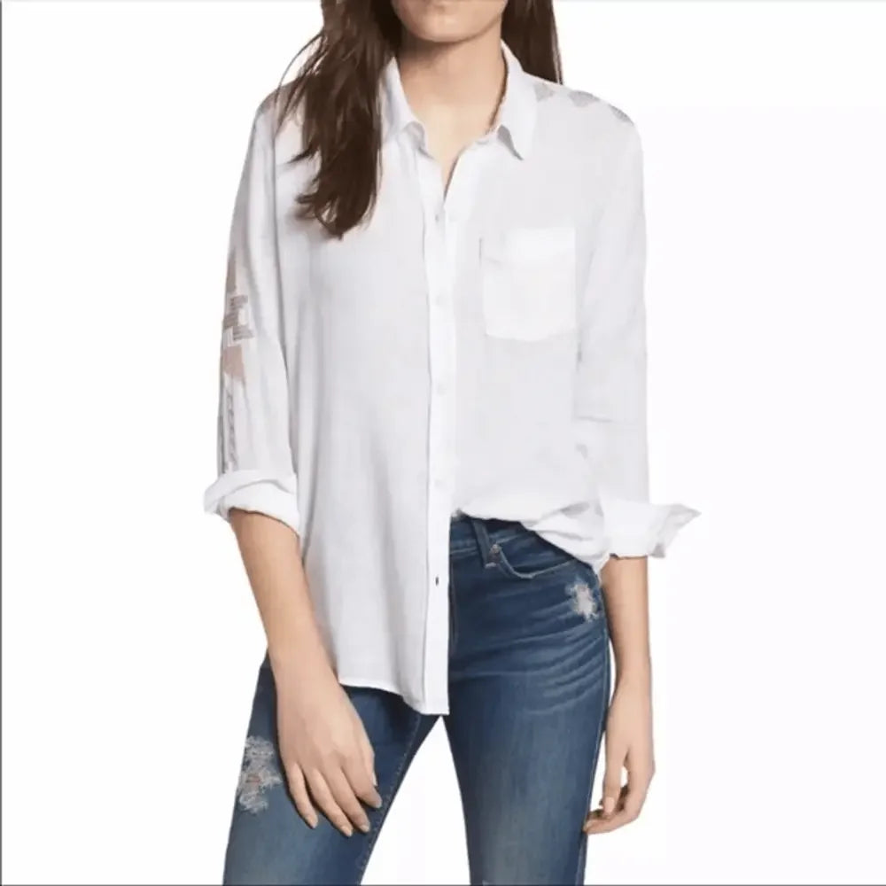 Charli in Tulum Embroidered Button Down Shirt