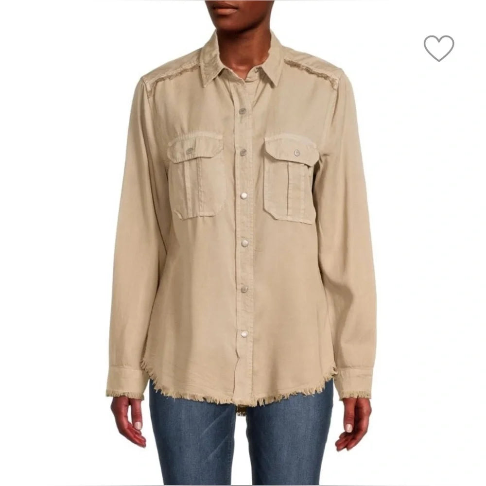 Etienne Marcel  Frayed Work Button-Down Top
