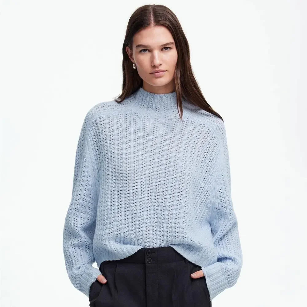 Madewell Pointelle-Stitch Mockneck Sweater