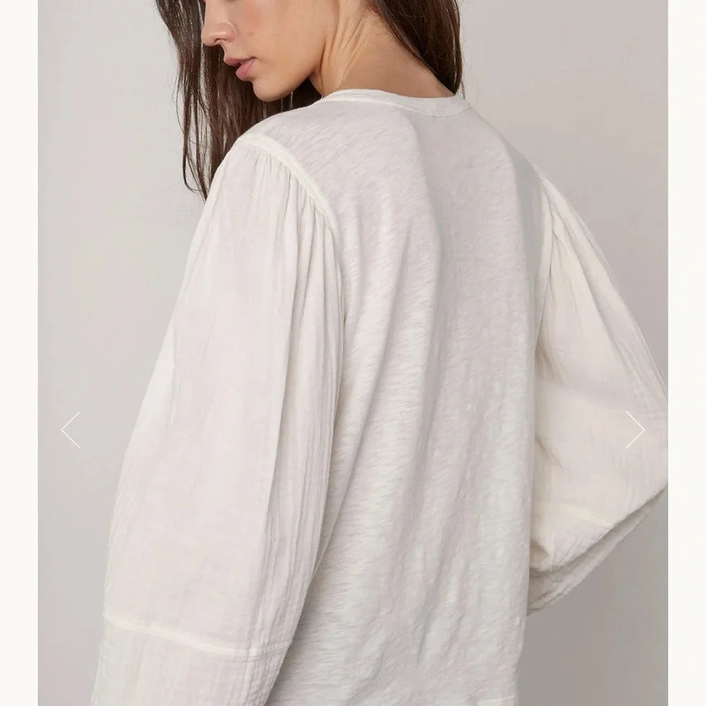 Velvet by Graham & SpencerJayla Puff Sleeve Top Cotton‎ Gauze in White 