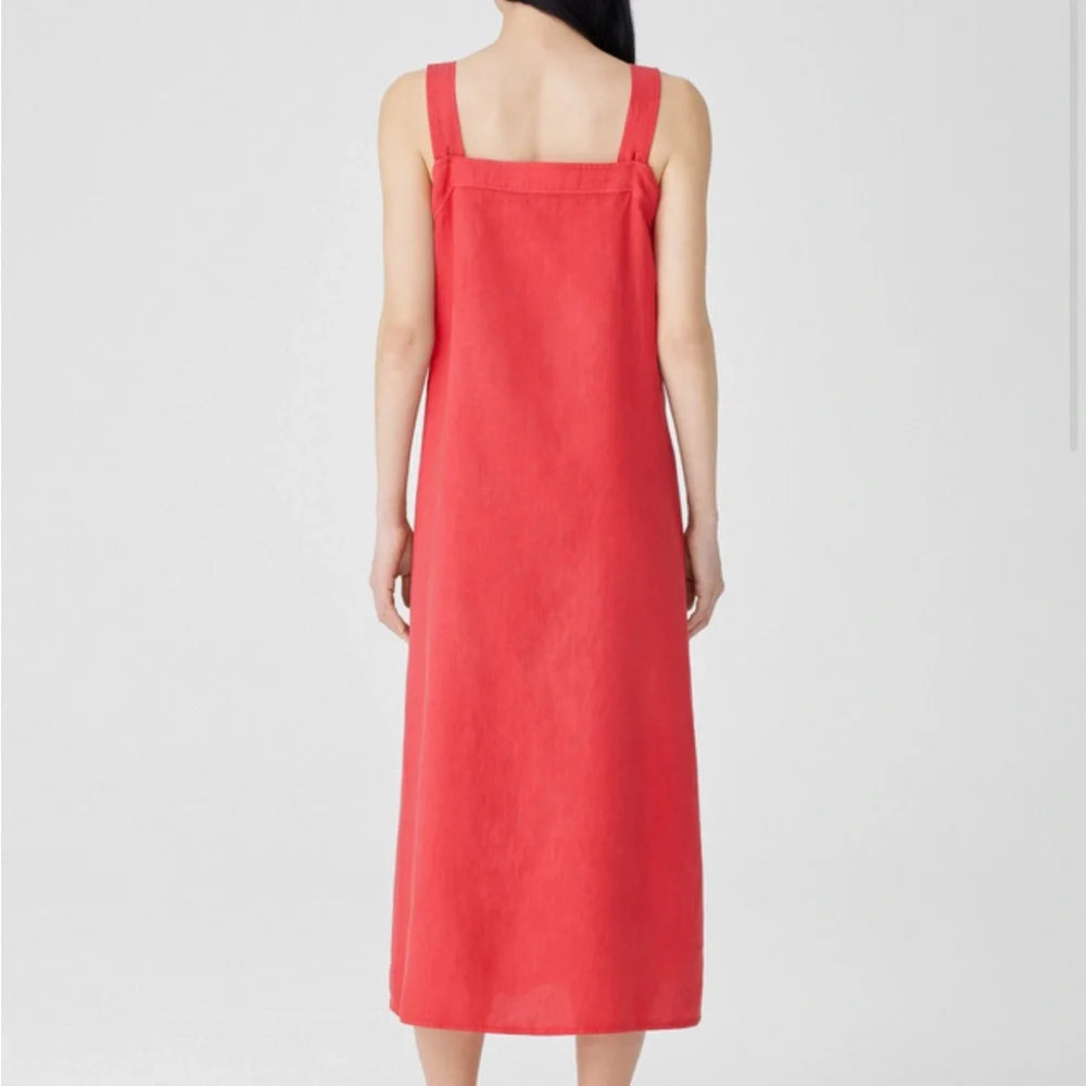 Eileen Fisher Garment-Dyed Organic Linen Square Neck Dress