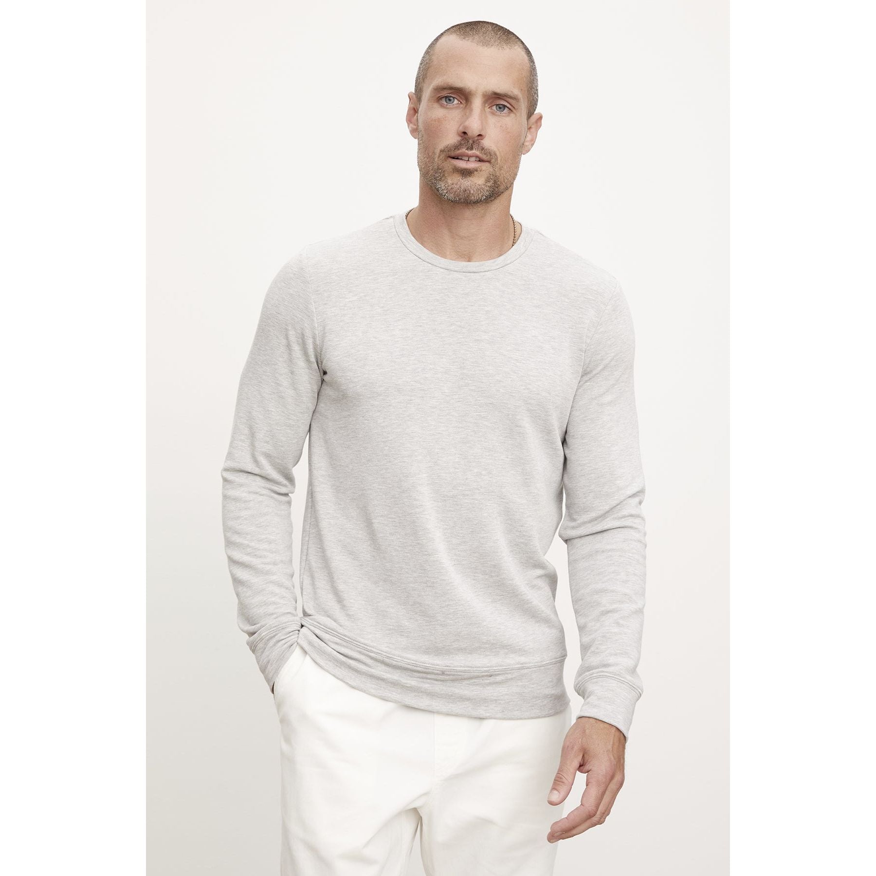 Velvetmen Soren Luxe Fleece Pullover in Heather Grey