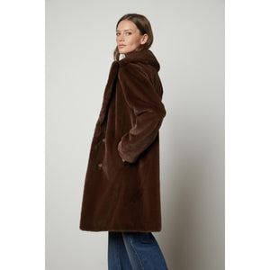 Velvet Evalyn Lux Faux Fur Coat in Brown