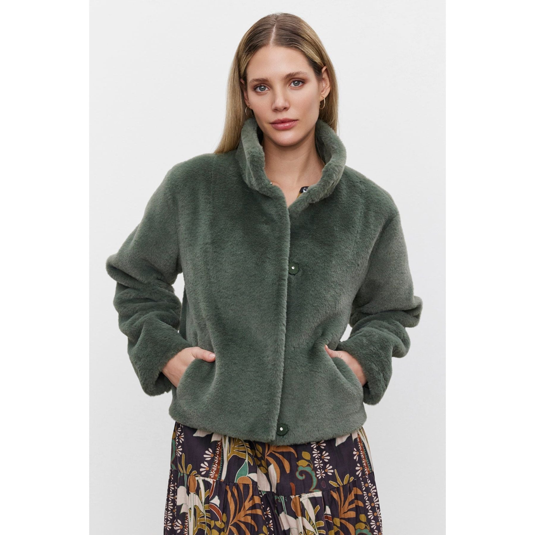 Velvet by Graham and Spencer Sheena Lux Faux Fur Jacket in Meadow