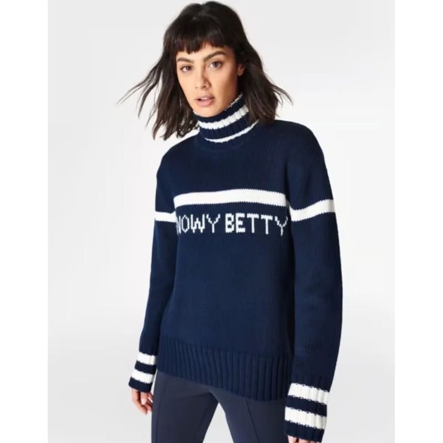 Snowy Betty Wool Turtleneck Sweater in Navy