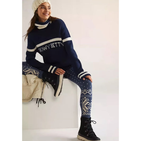 Snowy Betty Wool Turtleneck Sweater in Navy