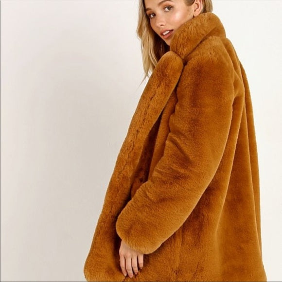 Apparis Eloise Faux-Fur Coat Chestnut