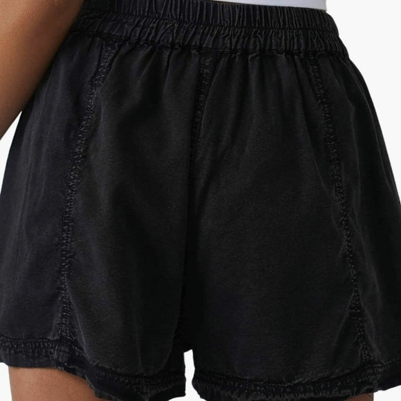 Free People Get Free‎ Cotton Blend Poplin Shorts in Black 