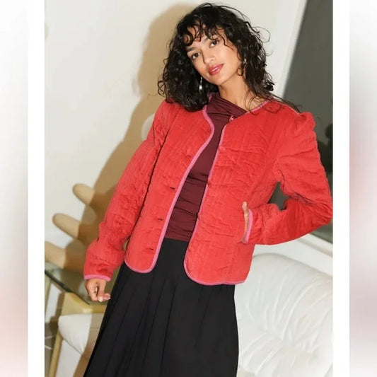 Consignment006 Free People Natalia Stretch Cotton Quilted Jacket