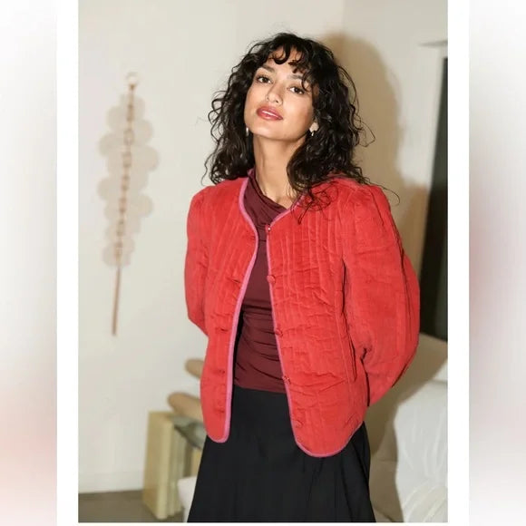 Consignment006 Free People Natalia Stretch Cotton Quilted Jacket