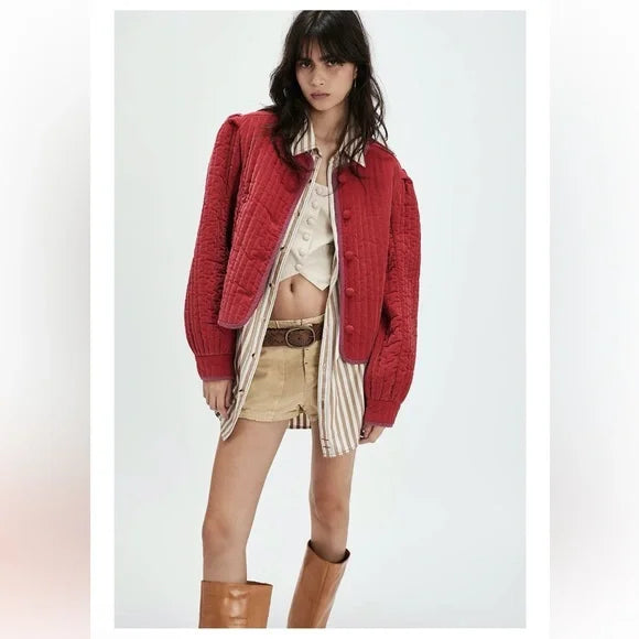 Consignment006 Free People Natalia Stretch Cotton Quilted Jacket
