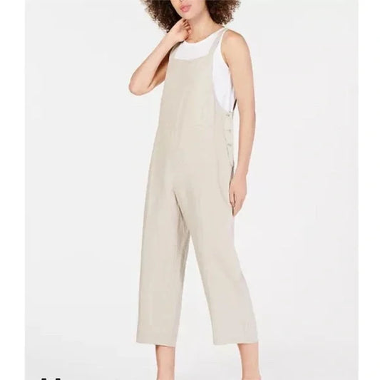 Eileen Fisher Cropped Organic Linen Overalls