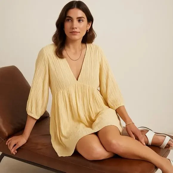 SUNDRESS Chicago Short Dress Butter Yellow Gold Sequins