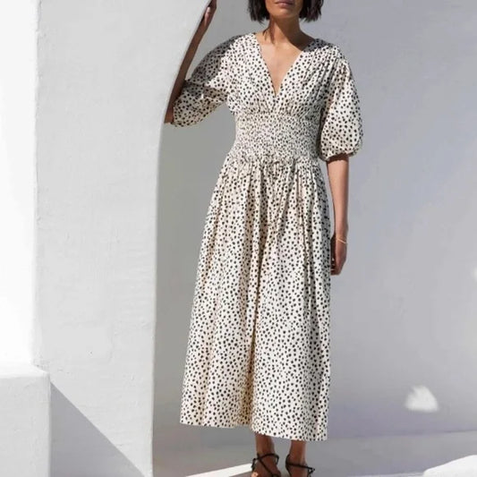 The Extra Extra Soft Spot Animal Leopard Print Smocked Midi Dress