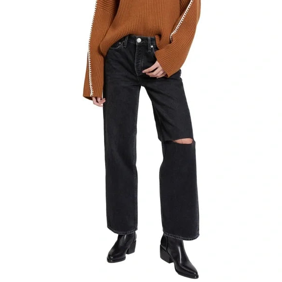 Rag & Bone Logan Wide Leg Jeans in Black