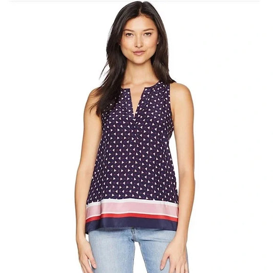Joie Silk Nautical Geometric Flowy Xandry B Sleeveless Top/Blouse
