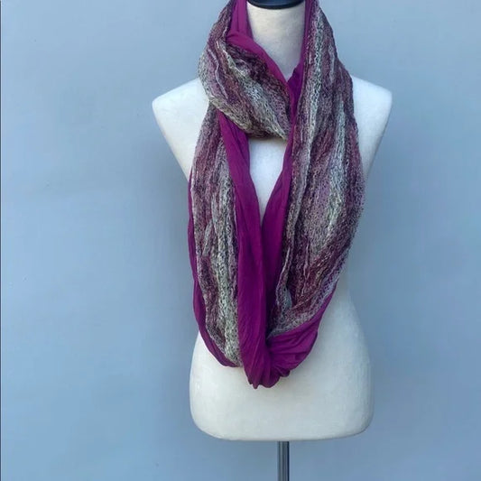 Chan Luu Purple and Cream Print Scarf