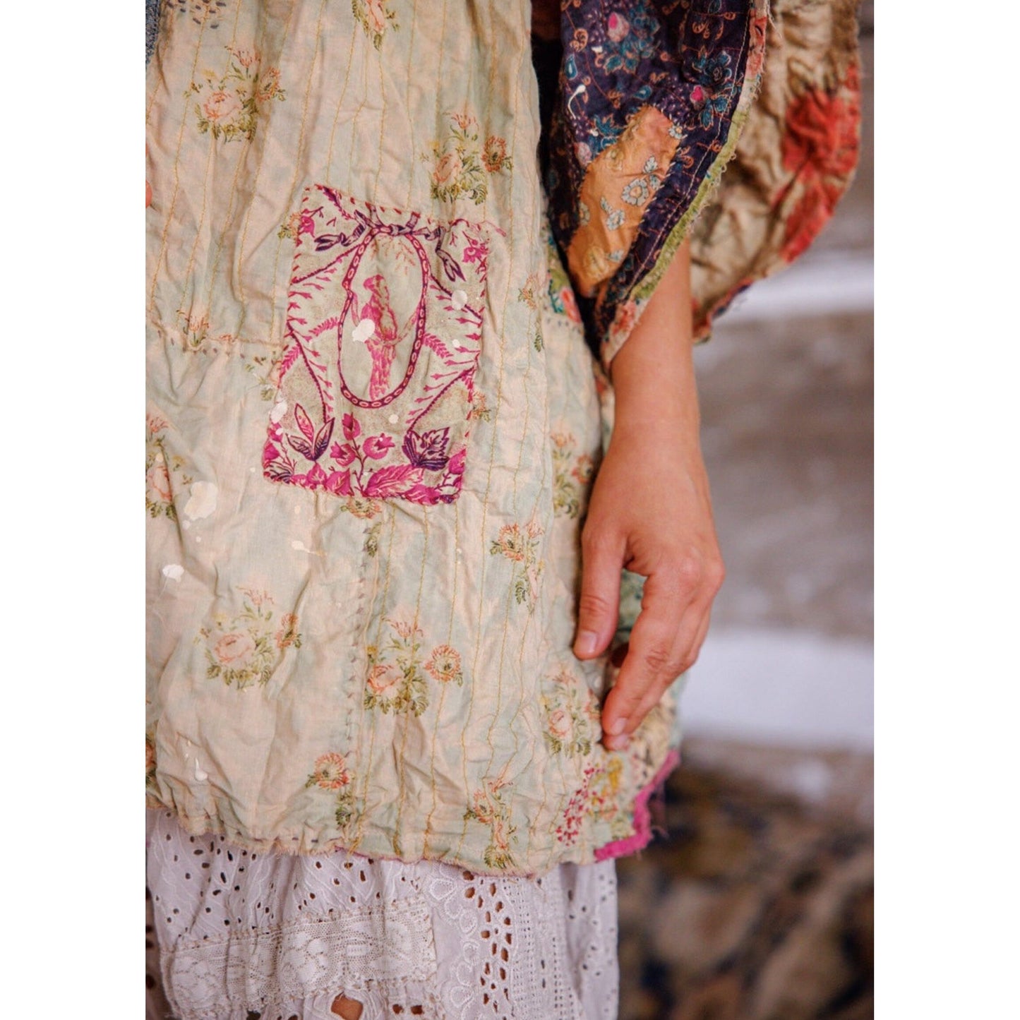 Magnolia Pearl Piecewise Crop Dashi Kimono in Wonderland