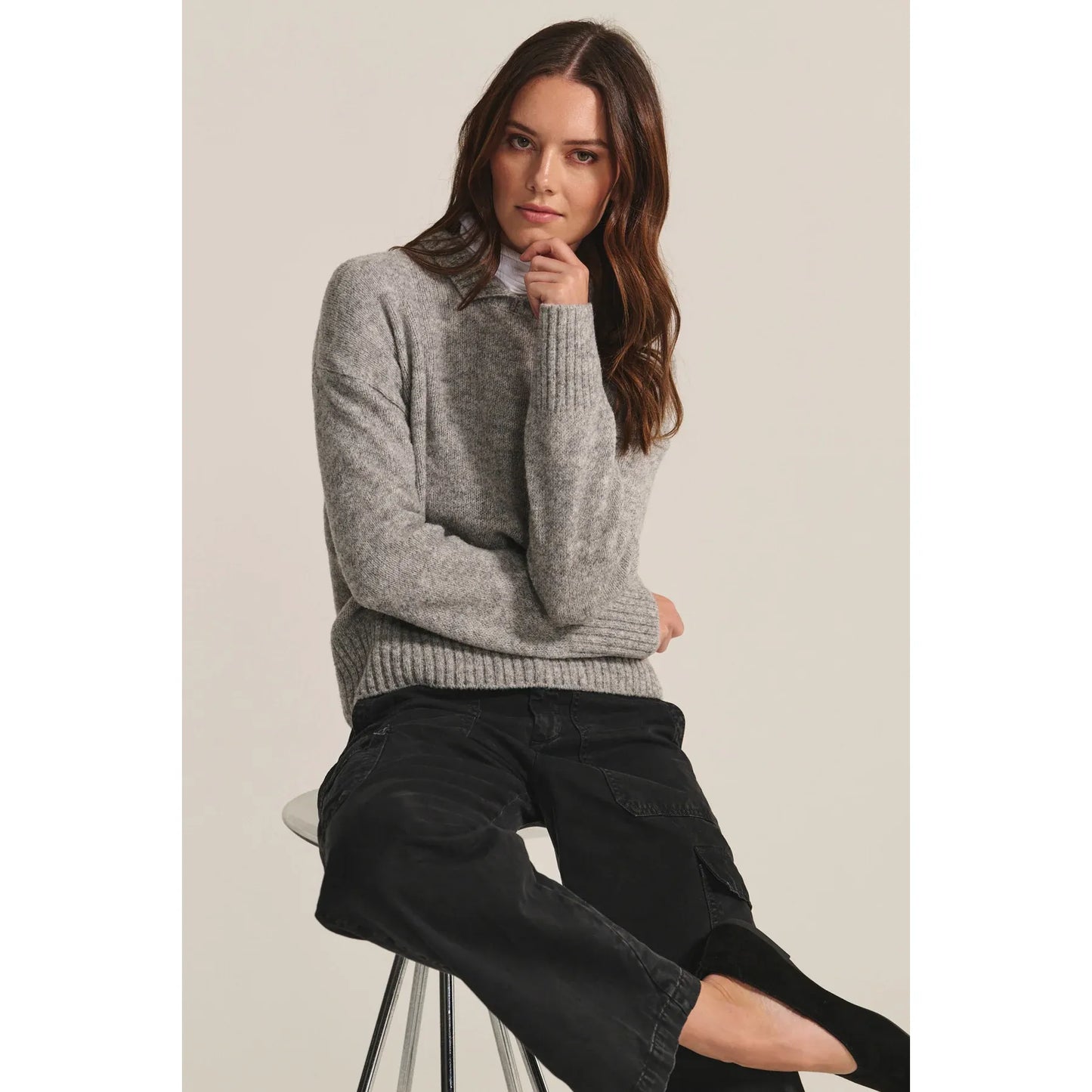 Velvet by Graham and Spencer Brielle Sweater in Heather grey