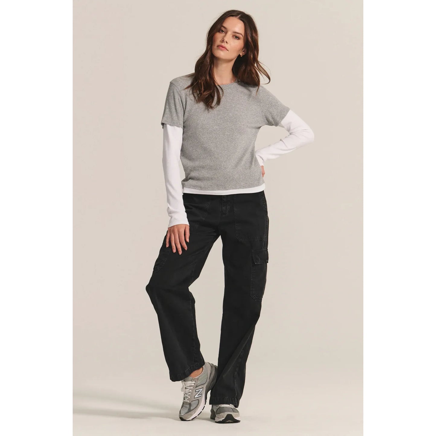 Velvet by Graham and Spencer Bronson Tee in Heather Grey/White