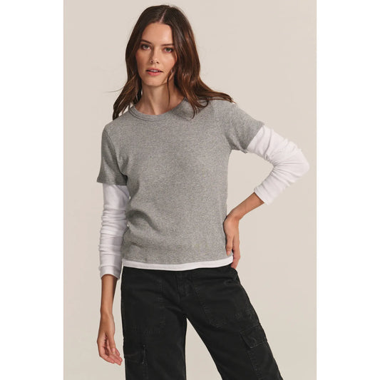 Velvet by Graham and Spencer Bronson Tee in Heather Grey/White