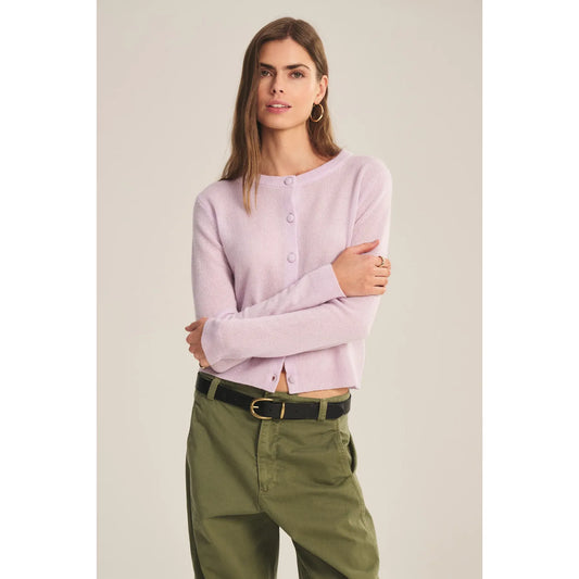 Velvet by Graham and Spencer Nolie Cashmere Button Down Cardigan in Lilac