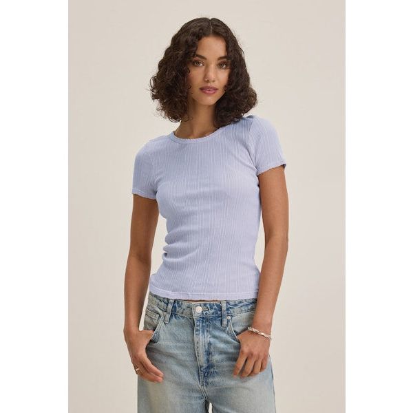 Velvet by Graham & Spencer Enati Pointelle Tee in Ceramic