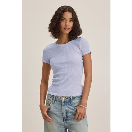 Velvet by Graham & Spencer Enati Pointelle Tee in Ceramic